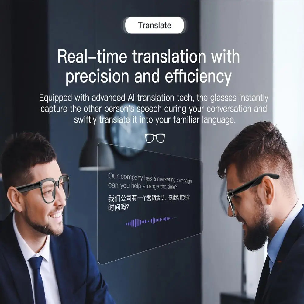 2026 Smart AI Camera Glasses with 8MP High-Quality Lenses HD Camera, Dual Speakers, Directional Sound Output, Smart Touch + Physical Buttons, Hands-Free Photography 160+Languages Real-Time Translation Bluetooth Wireless Calling Valentine'S Day