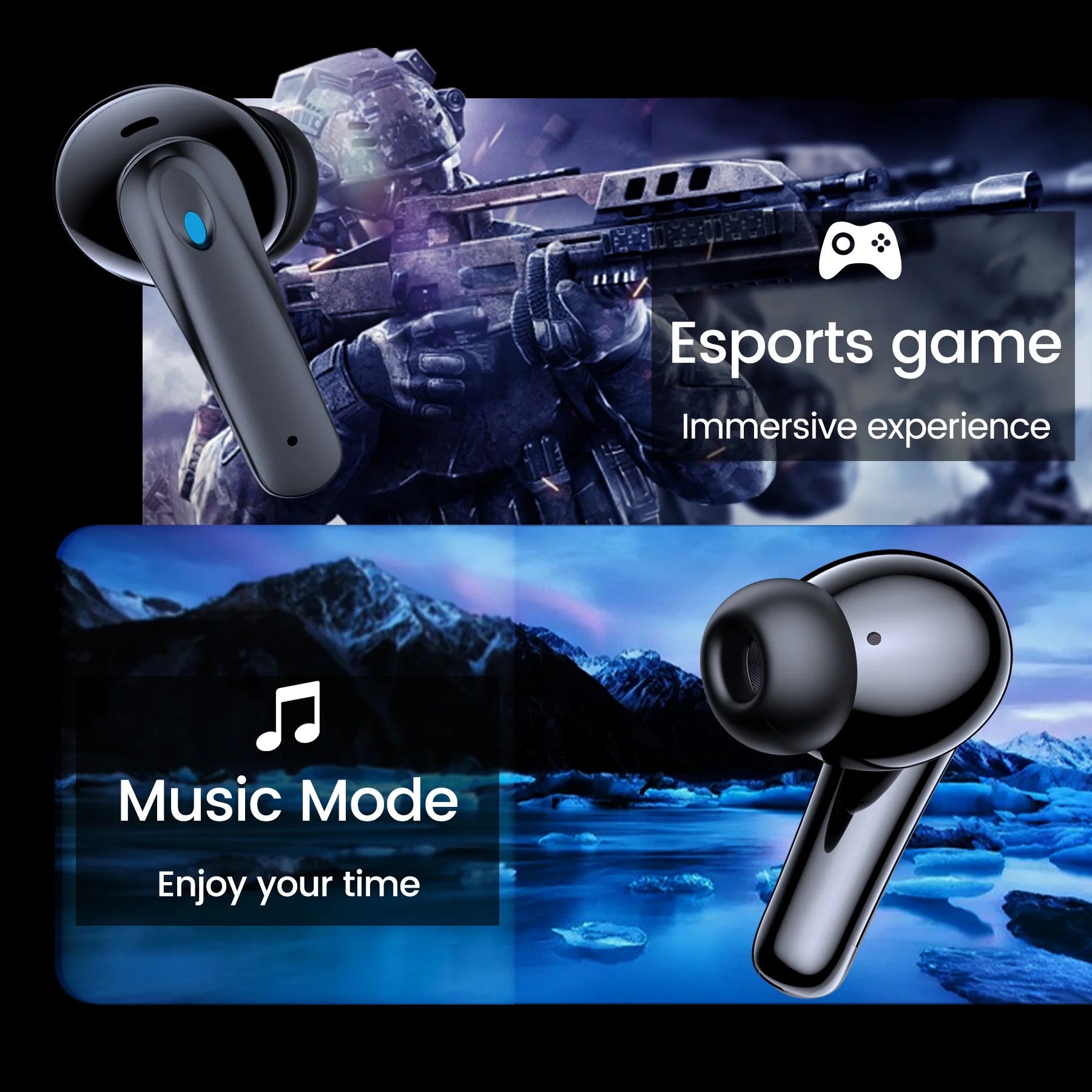 Wireless Earbuds, Bluetooth Headphones V5.4 Stereo Ear Buds with Noise Cancelling Mics, 60H Playback Mini Case with Dual LED Display, IP7 Waterproof In-Ear Earphones for Android Ios