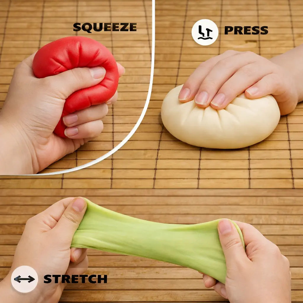 Dumpling Squishy – Mystery Bun Fidget Toy Soft TPR Material 3.35" X 2.17" Stress Relief Fun Unboxing Surprise Design Varies | Easter & Spring Basket Gift