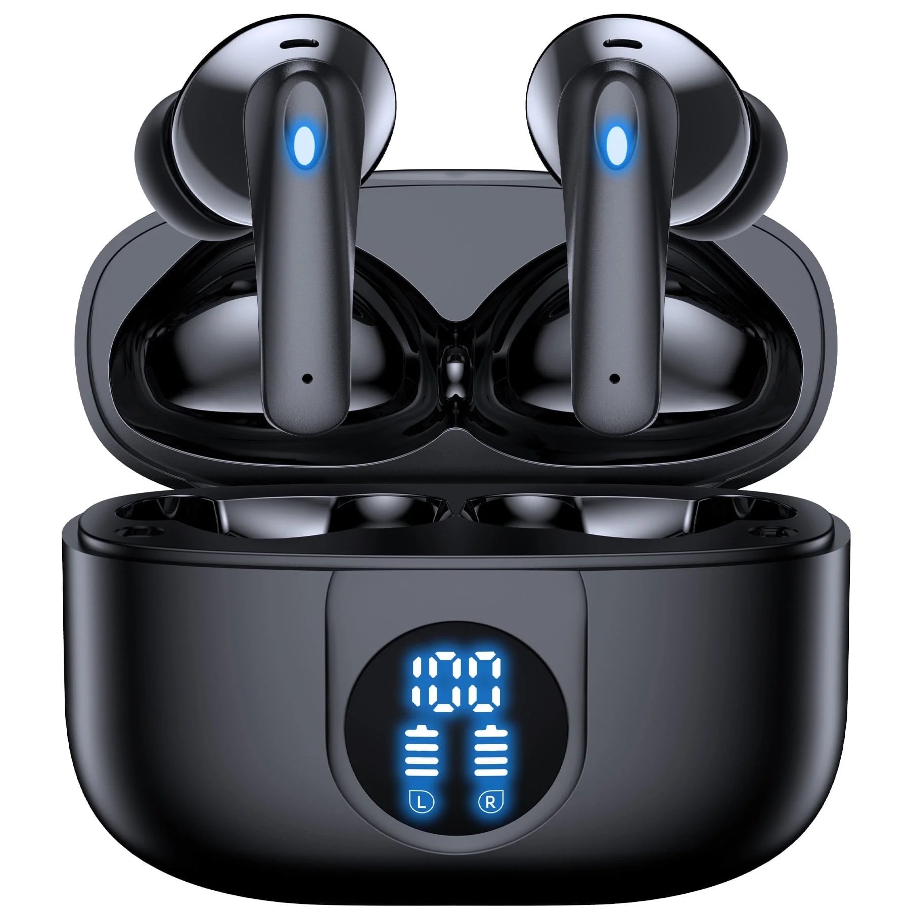 Wireless Earbuds, Bluetooth Headphones V5.4 Stereo Ear Buds with Noise Cancelling Mics, 60H Playback Mini Case with Dual LED Display, IP7 Waterproof In-Ear Earphones for Android Ios