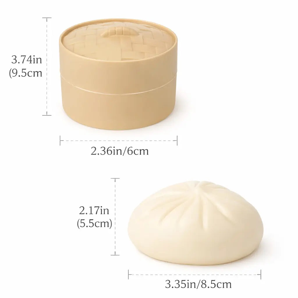 Dumpling Squishy – Mystery Bun Fidget Toy Soft TPR Material 3.35" X 2.17" Stress Relief Fun Unboxing Surprise Design Varies | Easter & Spring Basket Gift