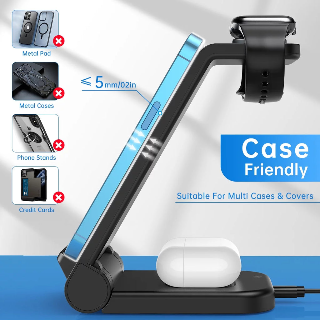 Wireless Charger for Iphone-23W 3 in 1 Fast Charging Station Compatible for Iphone 17/16E/15/14/13/12/11 Pro Max, Airpods 4/3/2/Pro, Iwatch Series 2-11, Samsung Charger Stand