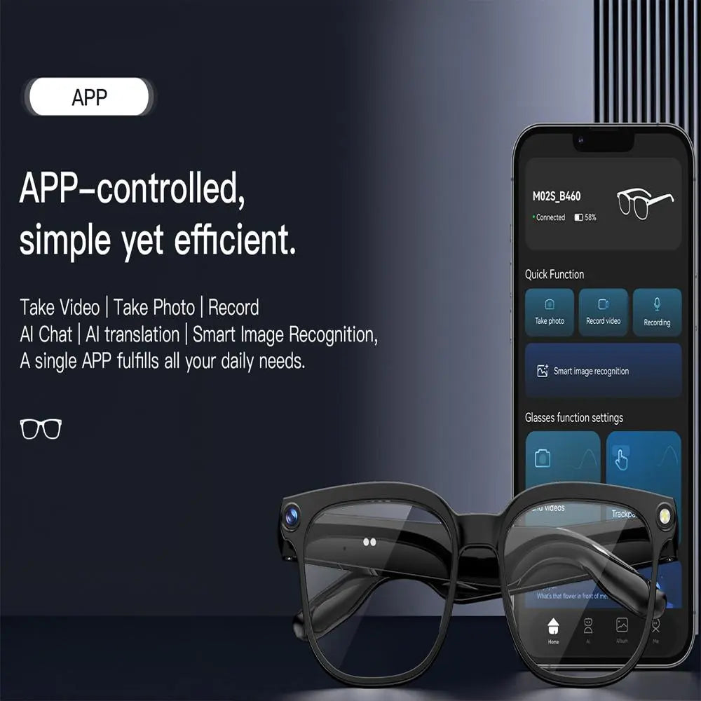 2026 Smart AI Camera Glasses with 8MP High-Quality Lenses HD Camera, Dual Speakers, Directional Sound Output, Smart Touch + Physical Buttons, Hands-Free Photography 160+Languages Real-Time Translation Bluetooth Wireless Calling Valentine'S Day